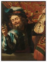 Een vrolijke vioolspeler, Gerard van Honthorst - Foto op Akoestisch paneel - 150 x 200 cm