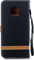 Zwart textiel walletcase hoesje voor Huawei Mate 20 Pro