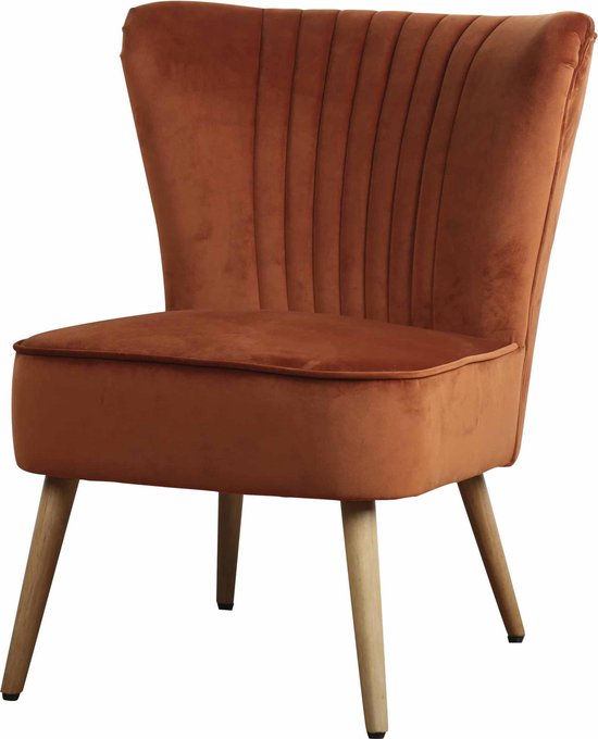 Fauteuil - Eva - stof Velours roestbruin