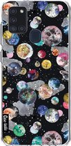 Casetastic Samsung Galaxy A21s (2020) Hoesje - Softcover Hoesje met Design - Cosmic Black Print