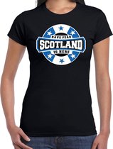 Have fear Scotland is here / Schotland supporter t-shirt zwart voor dames XS