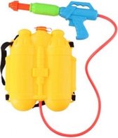 1x Speelgoed waterpistool/waterpistolen geel - watertank rugzak met waterspuit