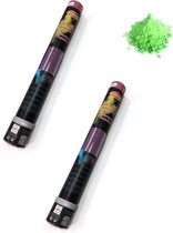 Set van 2x stuks kleurenpoeder shooters/kanonnen groen 40 cm - Feestartikelen