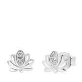 Zilveren oorbellen lotus met zirkonia