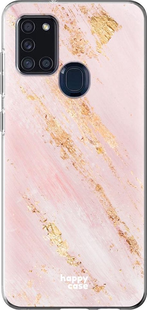 HappyCase Samsung Galaxy A21S Flexibel TPU Hoesje Pink Marmer print