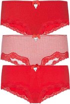 Pussy Deluxe Slip -XS- Hipster (set of 3) Rood/Beige