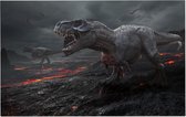 Dinosaurus T-Rex vulkanisch einde der aarde - Foto op Forex - 90 x 60 cm