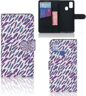 Telefoonhoesje Geschikt voor Samsung Galaxy M21 Book Cover Geschikt voor Samsung M30s Flip Cover Feathers Color