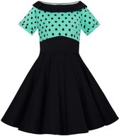 Darlene Kids Dress Turquoise Black in Swing Vintage Jaren 50 Stijl