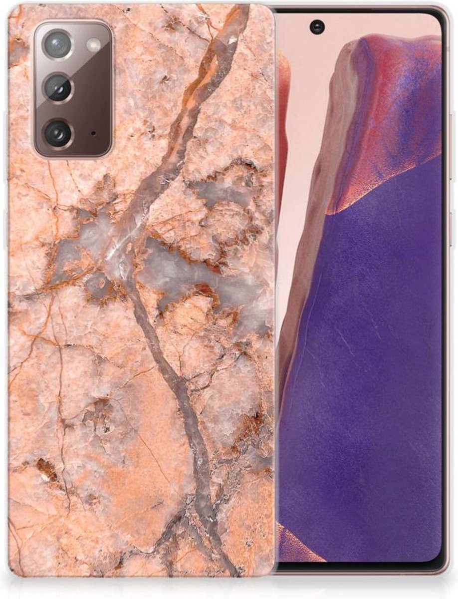 Samsung Note 20 TPU Siliconen Hoesje Marmer Oranje