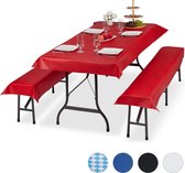 Relaxdays 3 x tafelkleed biertafel en banken - hoezen set biertent - 250 x 100 cm rood