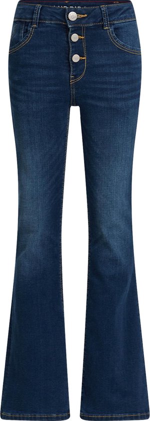 WE Fashion Meisjes flared jeans met knoopdetail - Maat 164 | bol.com