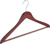 De Kledinghanger Gigant - 20 x Blouse / shirthanger beukenhout mahonie gebeitst met anti-slip broeklat, 44 cm