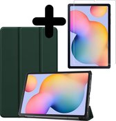 Hoes Geschikt voor Samsung Galaxy Tab S6 Lite Hoes Book Case Hoesje Trifold Cover Met Screenprotector - Hoesje Geschikt voor Samsung Tab S6 Lite Hoesje Bookcase - Donkergroen