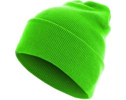 MSTRDS - Beanie Basic Flap Long Version neongreen one size Beanie Muts - Groen