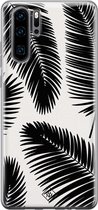 Huawei P30 Pro hoesje siliconen - Palm leaves silhouette | Huawei P30 Pro case | zwart | TPU backcover transparant