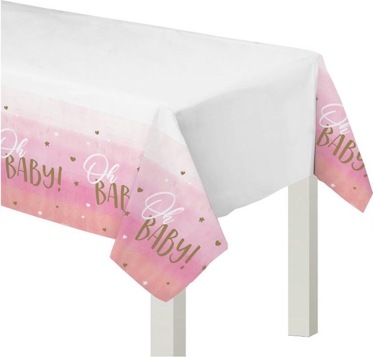 Amscan Tafelkleed Oh Baby 137 X 259 Cm Wit/roze