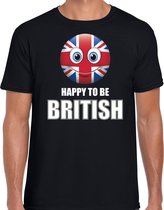 Verenigd Koninkrijk emoticon Happy to be British landen t-shirt zwart heren S