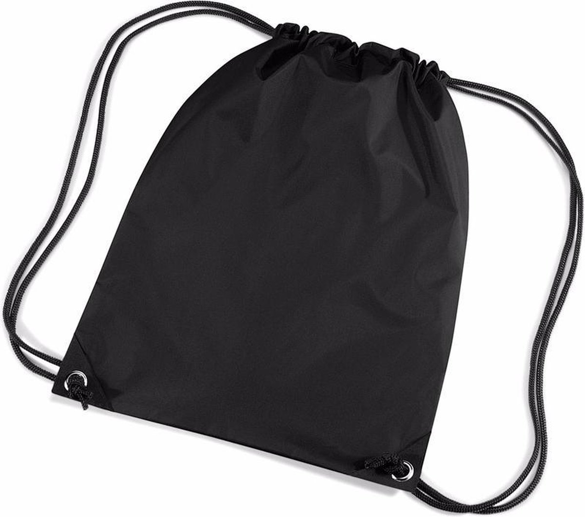 12x zwarte stuks nylon gymtassen/ gymtasjes met rijgkoord