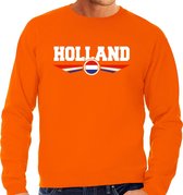Oranje / Holland supporter sweater / trui oranje met Nederlandse vlag voor heren - Nederlands elftal fan trui / kleding / Holland supporter XL