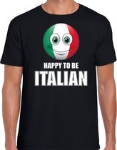 Italie emoticon Happy to be Italian landen t-shirt zwart heren M
