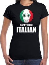 Italie emoticon Happy to be Italian landen t-shirt zwart dames XS