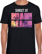 Sunset beach t-shirt / shirt Sunset at Miami Beach voor heren - zwart - Beach party outfit / kleding/ verkleedkleding/ carnaval shirt L