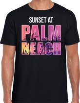 Sunset beach t-shirt / shirt Sunset at Palm Beach voor heren - zwart - Beach party outfit / kleding/ verkleedkleding/ carnaval shirt XL
