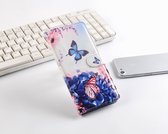 P.C.K. Hoesje/Boekhoesje/Bookcase/Book/Bookcase/Bookcase luxe Wit met Blauwe vlinder print geschikt voor Samsung Galaxy A71