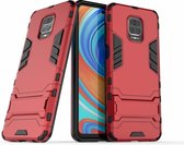 Armor Kickstand Back Cover - Xiaomi Redmi Note 9 Pro / 9S Hoesje - Rood