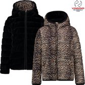 Vingino Meisjes Winterjas Tiresse Reversible Zwart En Panter Print