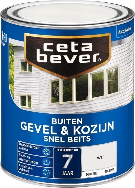 CetaBever Buiten Gevel & Kozijn Snel Beits - Zijdemat - Wit - ml | bol.com