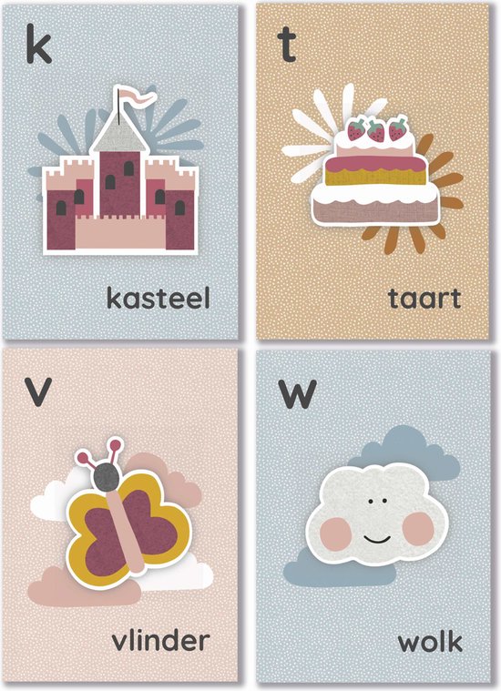Maan Amsterdam Mijn alfabetkaarten - Bewaarblik met 26 letterkaarten - speel- en leerkaarten - set Juul - Maan Amsterdam