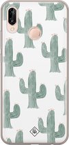 Huawei P20 Lite hoesje siliconen - Cactus print | Huawei P20 Lite (2018) case | groen | TPU backcover transparant