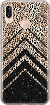 Huawei P20 Lite hoesje siliconen - Chevron luipaard | Huawei P20 Lite (2018) case | zwart | TPU backcover transparant