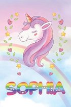 Sophia: Sophia Unicorn Notebook Rainbow Journal 6x9 Personalized Customized Gift For Someones Surname Or First Name is Sophia