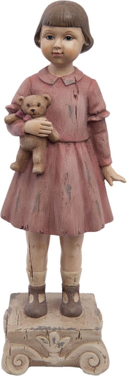 Clayre & Eef Beeld Meisje 9x7x24 cm Roze Polyresin