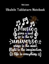 Music Gives A Soul To The Universe Wings To The Mind, Flight To The Imagination Life To Everything: Ukulele Tablature Notebook: Perfect Gift for Ukule
