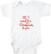 Rompertjes baby met tekst - All i want for christmas is you - Romper wit - Maat 62/68