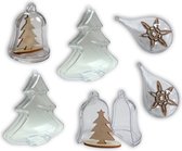 Joycrafts - Transparante kerstboom/ Kerstklok met Houten Kerstboomornament en Kerstdruppel+Houten Sneeuwvlokornament- 1000/0074