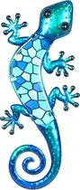 Onthewall | Salamander | metaal & glas | mozaiek | blauw | L | 30 x 13cm