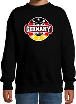 Have fear Germany is here sweater met sterren embleem in de kleuren van de Duitse vlag - zwart - kids - Duitsland supporter / Duits elftal fan trui / EK / WK / kleding 122/128