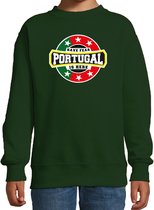 Have fear Portugal is here sweater met sterren embleem in de kleuren van de Portugese vlag - groen - kids - Portugal supporter / Portugees elftal fan trui / EK / WK / kleding 134/146