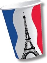 20x stuks Frankrijk thema kartonnen party bekers - Feestartikelen en versieringen