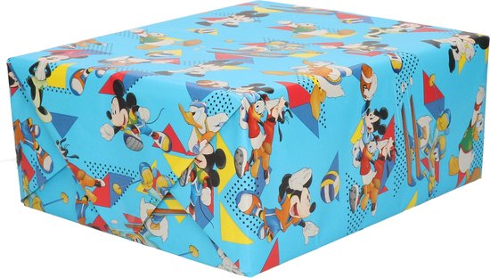 3x Papier cadeau / Papier cadeau Disney Mickey Mouse thème sportif bleu -  200 x 70 cm