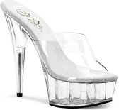 Delight-601 peeptoe pump with pleatform white clear - (EU 36 = US 6) – Pleaser