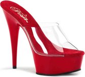 Pleaser Muiltjes met hak -36 Shoes- DELIGHT-601 US 6 Rood/Transparant