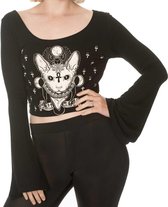 Banned Crop top -L- Nine lives Occult Zwart