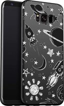Hoesje Geschikt voor Samsung Galaxy S8 Hoesje Siliconen - Design Backcover siliconen - Zwart / Meerkleurig / Space