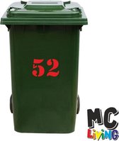 Kliko Sticker / Vuilnisbak Sticker - Nummer 52 - 15,7 x 25 - Rood